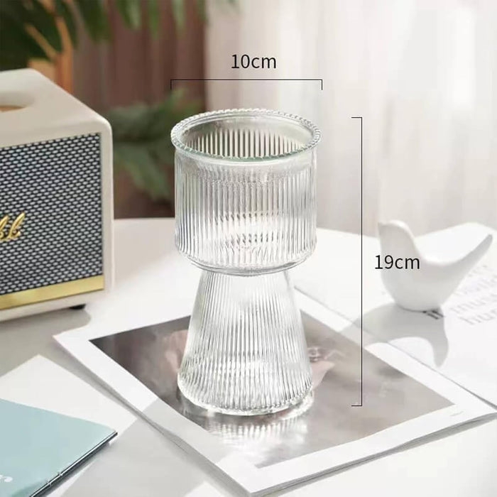 Glass Flower Vase for Modern Decorative Flower and Plants for Table Centerpiece Decoration (10x19 cm)