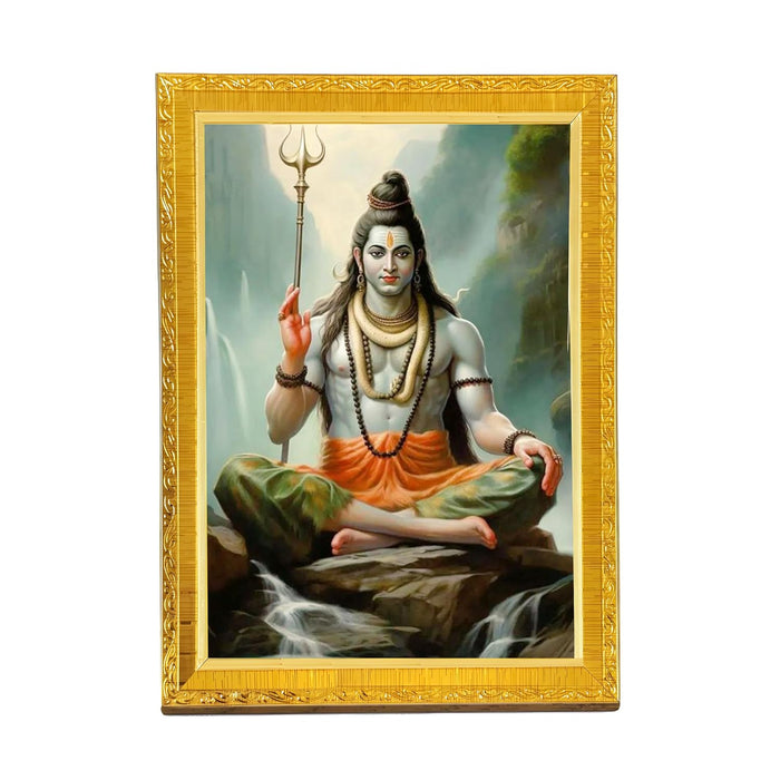 Mahadev Shiv Photo Frame for Mandir, Pooja Room | Divine Hindu Deity Wall Art (10x13 Inch)