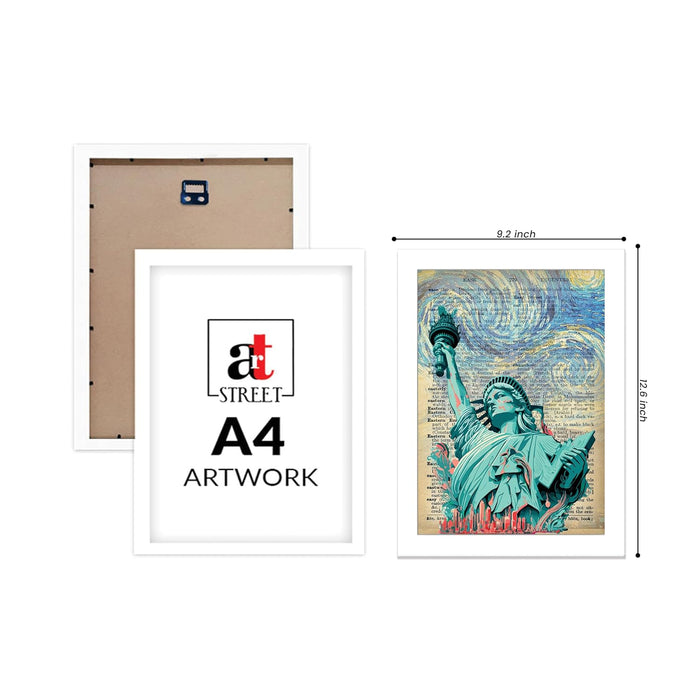 Art Street Dictionary Art Prints Golden Gate Bridge & Liberty Statue Theme, Framed Posters for Home Décor & Wall Decoration for Living Room (Set of 3,12.6 X 9.2 Inch)