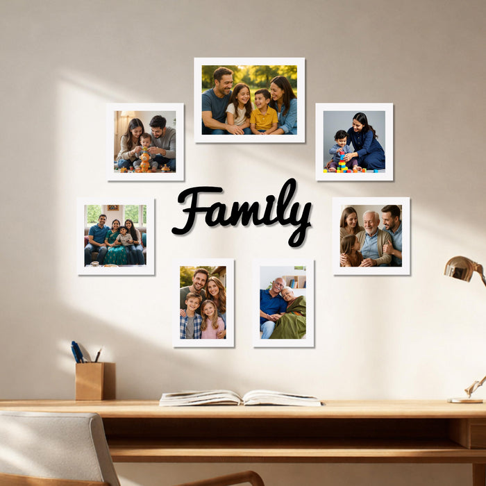 Family Photo Frame Set of 7 for Wall Decor, Wooden Finish Collage Picture Frames for Living Room, Bedroom, Multi-Size Wall Hanging Gallery Frame Set, (4 Sets 4x6, 2 Set 6x4, 1 Set 6x8 Inch)