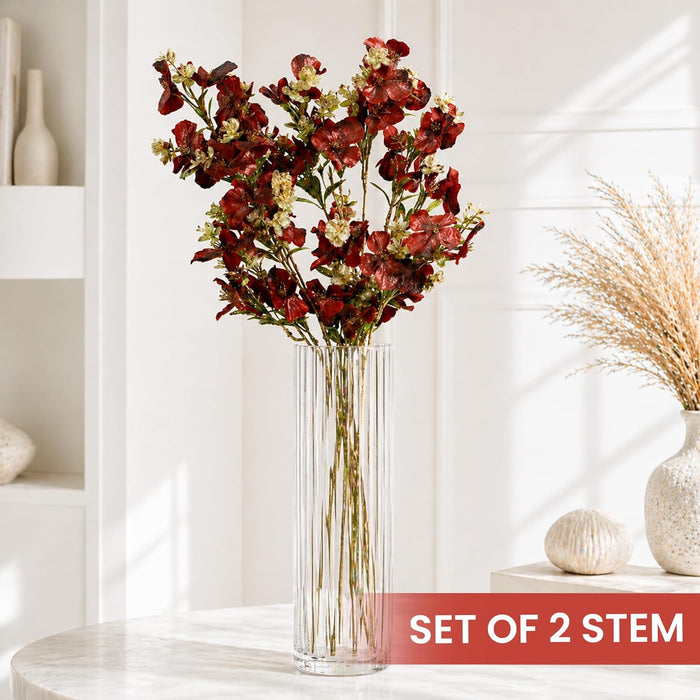 Art Street Artificial Red Flower Stems with Cream Accents – Realistic Faux Floral Branches for Home Décor, Vase Fillers