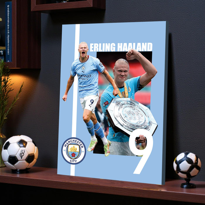 Erling Haaland Wall Art Canvas Painting Poster, Norwegian Football Star Sports Wall Decor for Living Room, Bedroom, Office & Football Lovers, and Home & Office Decor, 16 x 22 Inch