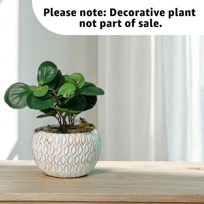 Handmade Cement Flower Pot Indoor Outdoor Plant Pot, Fade Resistant White and Golden Elegant Leaf Pattern Vase, Flower Vase Cemented Flower Vases 10x13 cm