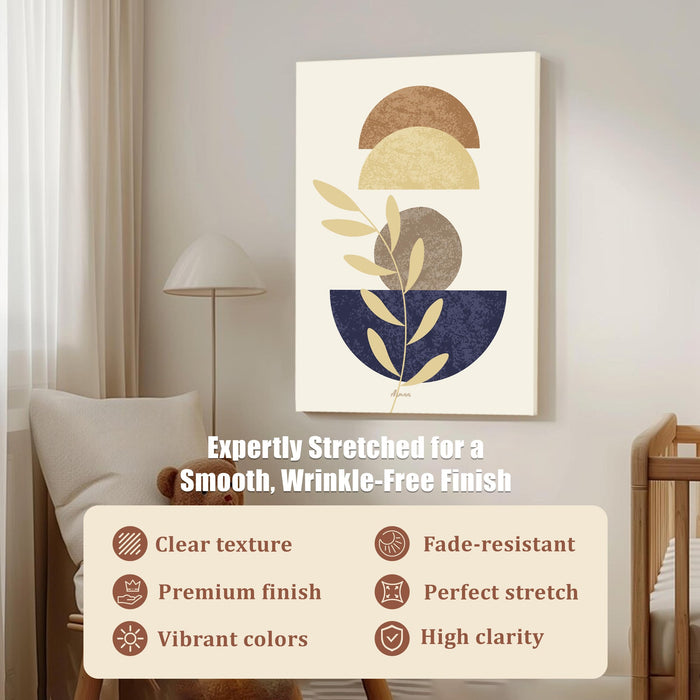 Abstract leaves face Stretched Canvas Wall Art Modern Boho Illustration Painting for Home & Office Wall Decor, (16x22 Inch)
