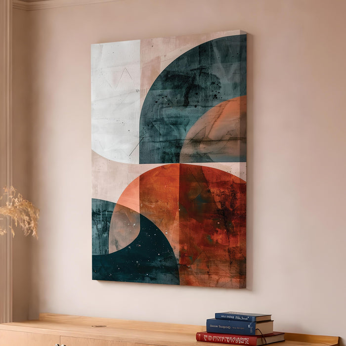 Boho Abstract Stretched Canvas Painting For Living Room | Earthtone Curve Stretched Canvas Wall Art For Livingroom Home Decor, Bedroom, Hallway's, Office, Hotel - 56x86 cm