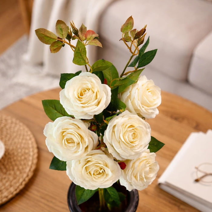 Art Street Artificial White Rose Flower Stems Bunch for Home Decor |