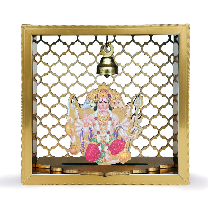 Art Street Panchmukhi Hanuman Small Pooja Mandir for Office & Home Wall Hanging Temple, Diwali Decoration, Gifts, Dcor for Friends & Family (7x7 Inch)