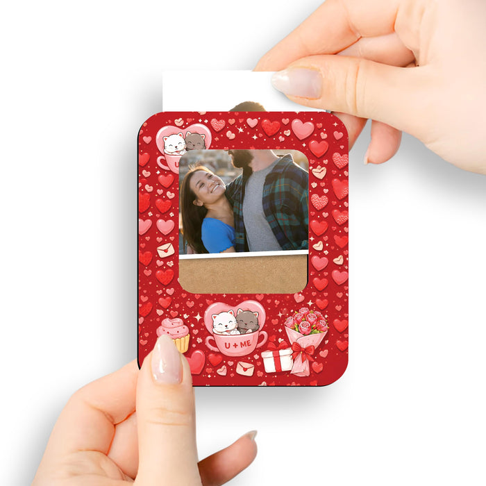 Valentine’s Day Gift for Couples Girlfriend Boyfriend Romantic Couple Gift Idea Love Token Anniversary Present U & Me Cats Photo Magnet Frame for 3x4 Picture Refrigerator 8x10 cm, Art Street