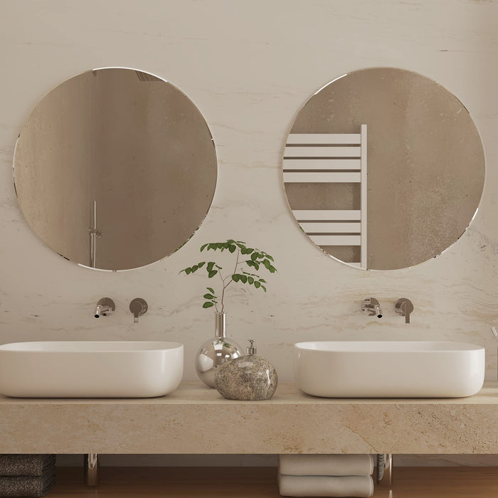 Frameless Beveled Circular SWall Mirror, Modern Frameless Mirror for Bathroom Room Hanging -23 X 23 Inchs