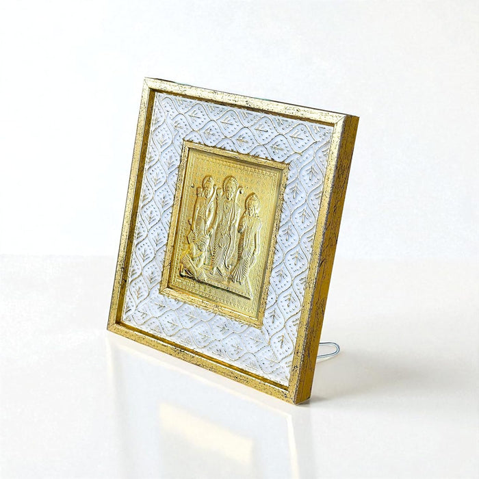 Gold Plated Ram Darbar Photo Frame, Silver and Gold God Photo Frames (6x5 inch)