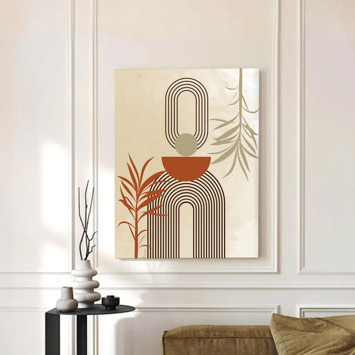 Abstract Plants and botanical Stretched Canvas Wall Art Modern Boho Illustration Painting for Home & Office Wall Decor, (16x22 Inch)