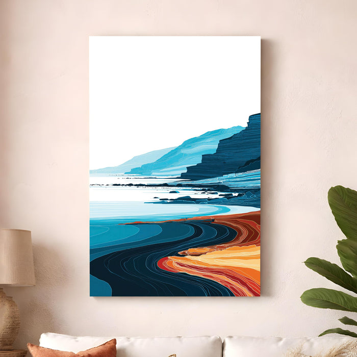 Abstract Seascape Stretched Canvas Painting For Living Room | Ocean Coastal Stretched Canvas Wall Art For Livingroom Home Decor, Bedroom, Hallway's, Office, Hotel - 56x86 cm