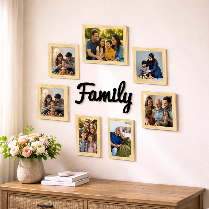 Family Photo Frame Set of 7 for Wall Decor, Wooden Finish Collage Picture Frames for Living Room, Bedroom, Multi-Size Wall Hanging Gallery Frame Set, (4 Sets 4x6, 2 Set 6x4, 1 Set 6x8 Inch)