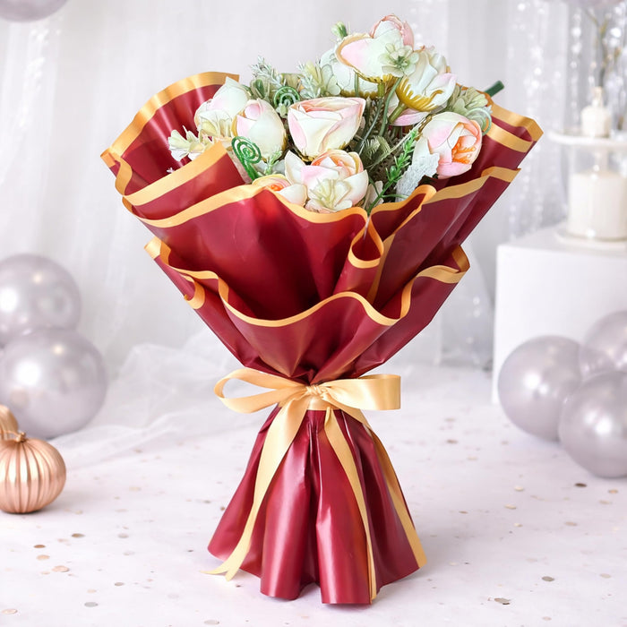 Art Street Artificial Rose Bouquet, Light Pink Flower Arrangement, Handmade Fabric Flowers for Valentine's Day Gift, Birthday, Anniversary, Romantic Gift for Women, Men, Home Decor, Couple, 35 cm