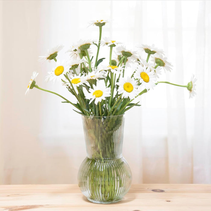 Glass Flower Vase for Modern Decorative Flower and Plants for Table Centerpiece Decoration (12x18 cm)