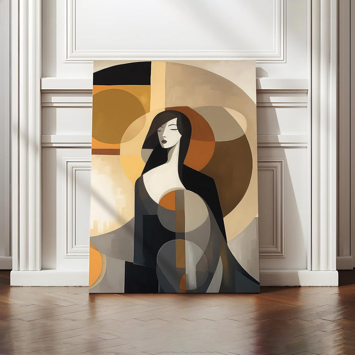 Large Stretched Canvas Painting, Panel Wall Art Print Abstract woman Framed Luxury Paintings for Home Décor (Brown, 22x34 Inch)