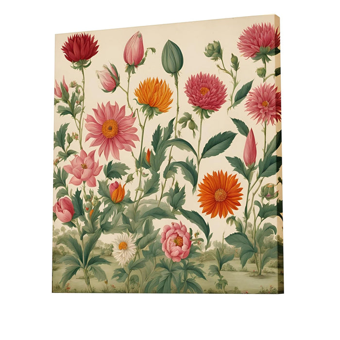 Sunflower Rose Flowers Illustrator, Floral Large Decorative Canvas Modern Art Paintings.