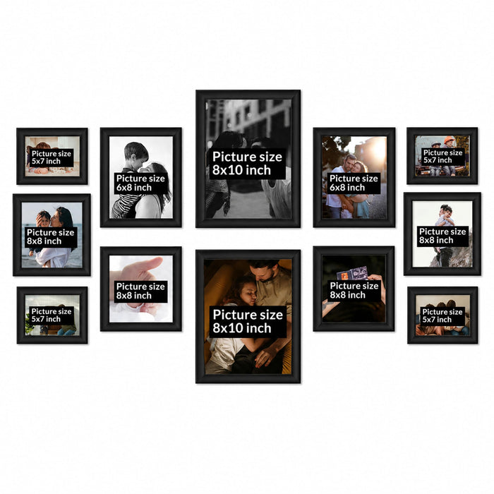 Art Street Wooden Collage Photo Frame Set of 10 for Wall Decor | Multi Size Family Picture Frames Gallery Wall Set | Wooden Photo Frames for Living Room, Bedroom, Hallway & Home Decoration (Black)