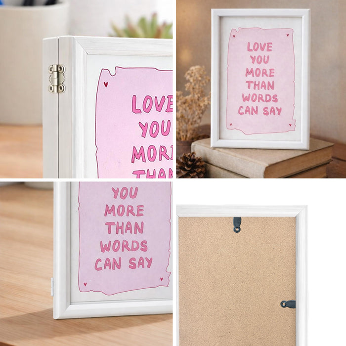 Greeting Card Photo Frame for Couples, Wooden Double Folding Love Photo Frame with Clip, Valentine’s Day Romantic Gift for Boyfriend, Girlfriend, Anniversary Wedding (5.2 x 7.2 Inch, White)