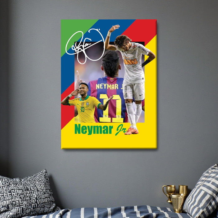 Neymar Jr Wall Art Canvas Painting Poster, Brazilian Football Star Sports Wall Decor for Living Room, Bedroom, Office & Football Lovers, and Home & Office Decor, 16 x 22 Inch