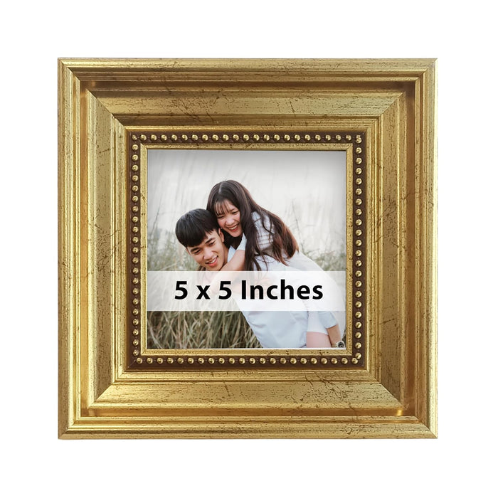 Photo Frame for Tabletop | Plexiglass, Frame for Home and Office Decoration (Golden, 5x5 Inch)