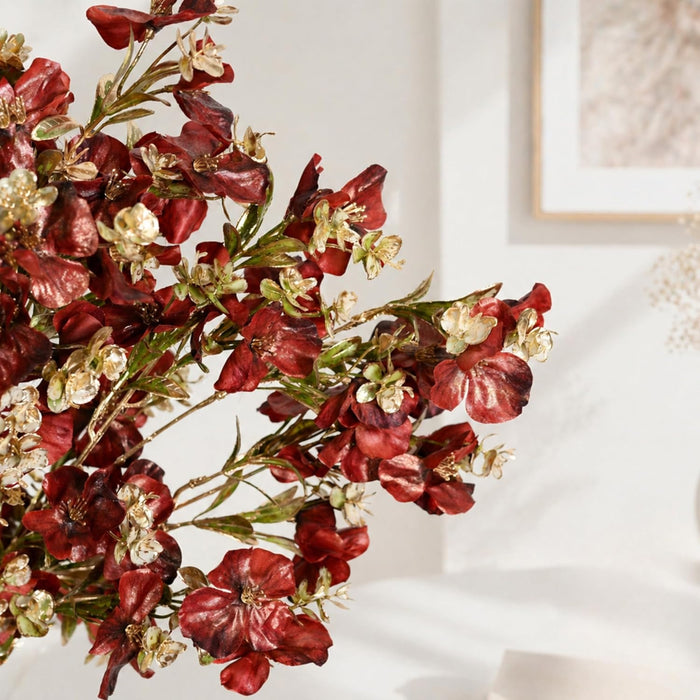 Art Street Artificial Red Flower Stems with Cream Accents – Realistic Faux Floral Branches for Home Décor, Vase Fillers