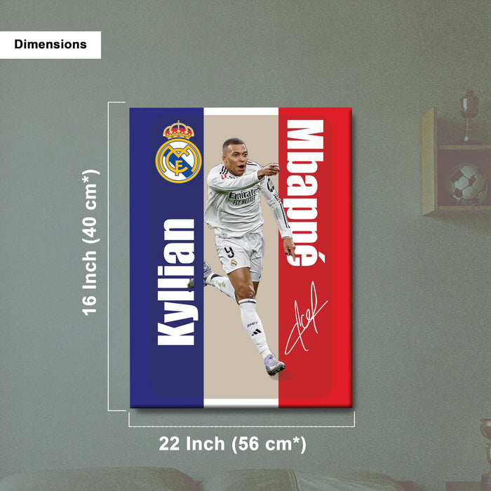 Kylian Mbappé Wall Art Canvas Painting Poster – Real Madrid CF Superstar Football Wall Decor for Football Fans, For Living Room, Bedroom, and Home & Office Décor, 16 x 22 Inch