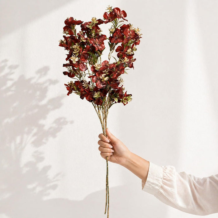 Art Street Artificial Red Flower Stems with Cream Accents – Realistic Faux Floral Branches for Home Décor, Vase Fillers