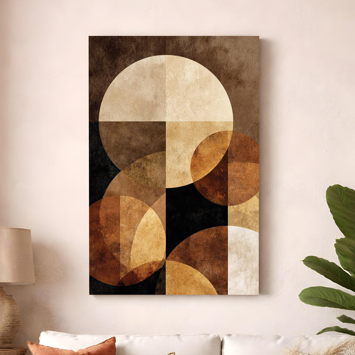 Modern Abstract Stretched Canvas Painting For Living Room | Retro Geometric Stretched Canvas Wall Art For Livingroom Home Decor, Bedroom, Hallway's, Office, Hotel - 56x86 cm