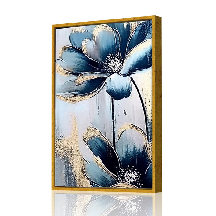 Art Street Canvas Painting Blue Elegant Flowers Decorative Wall Art For Living Room.