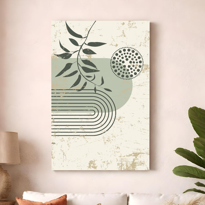 Boho Botanical Branch Stretched Canvas Painting For Living Room | Abstract Leaf Stretched Canvas Wall Art For Livingroom Home Decor, Bedroom, Hallway's, Office, Hotel - 56x86 cm
