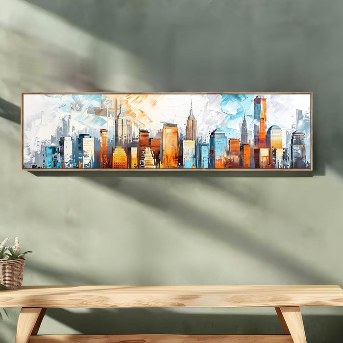 Large Canvas Painting Panel Framed Wall Art Print Abstract City views Framed Luxury Paintings for Home Decoration (Multi, 13x47 Inch)