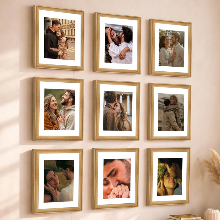 Wooden Cave Design Photo Frame Set of 9 | Black Picture Frames for Photos, Artwork & Certificates | Wall Décor for Living Room & Home (11x14 Inch)