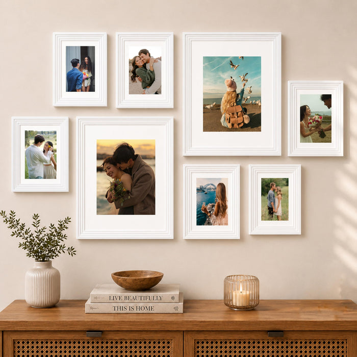 Art Street White Gallery Wall Photo Frame Set | Modern Memory Timeline Wall Decor for Living Room, Bedroom & Family Photo Collage Display