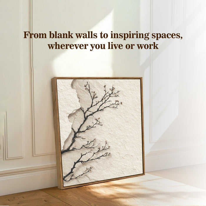 Abstract Branch Framed Painting For Living Room | Floral Branch Large Canvas Painting With Frame Wall Art For Bedroom, Hallway's, Office, Hotel, Size 58x58 cm