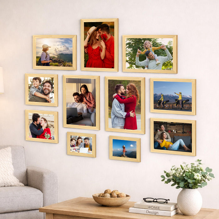 Art Street Family Photo Frame Set of 11 for Wall Decor, Wooden Finish Collage Picture Frames for Living Room, Bedroom, Multi-Size Wall Hanging (2 Sets 4x6, 4 Set 6x8, 3 Set 8x10, 2 Set 6x10 Inch)