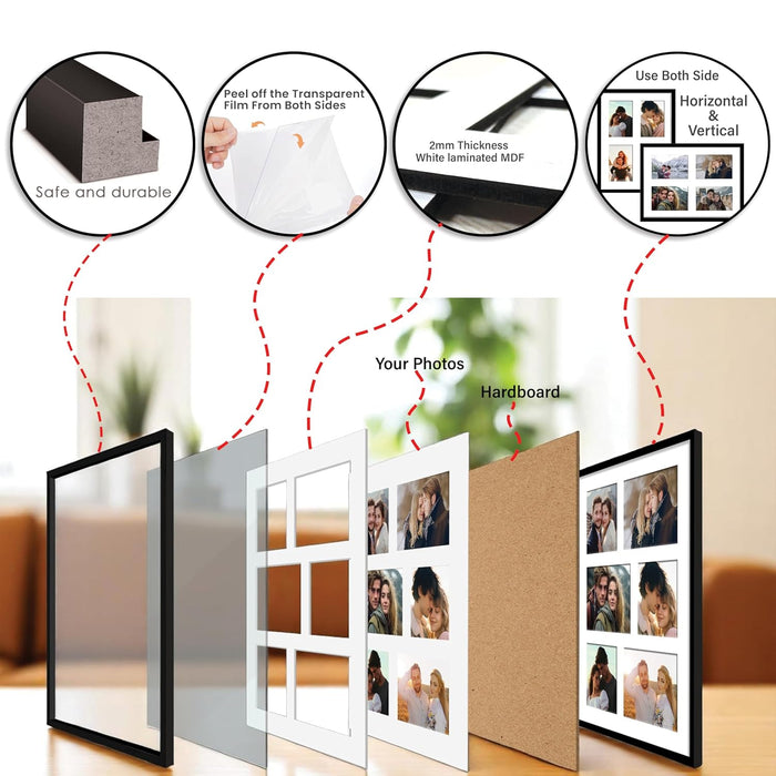 Photo Frame Collage 13x18 cm Photos Display 2 Openings Wall Mounting Photo-Frame (31x39 cm)