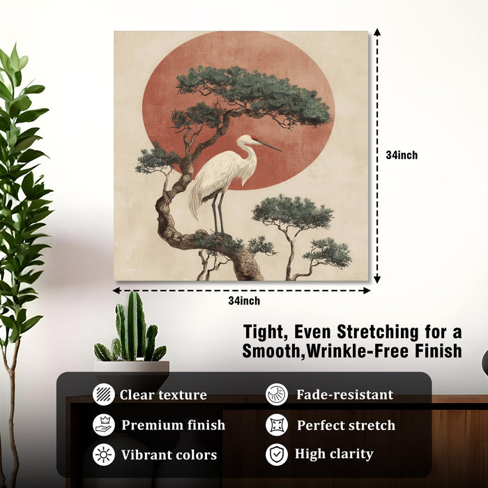 Japanese Minimalism Stretched Canvas Painting For Living Room | Vastu Zen Nature Wall Art Large Canvas Painting For Livingroom Home Decor, Bedroom, Hallway's, Office, Hotel - 86x86 cm