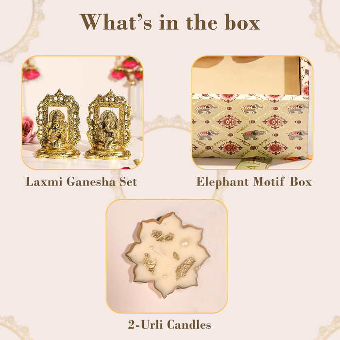 Diwali Gift Hampers Laxmi Ganesh Idol and Urli Diya with Laxmi Charan, Friends and Relatives (Pack of 3)