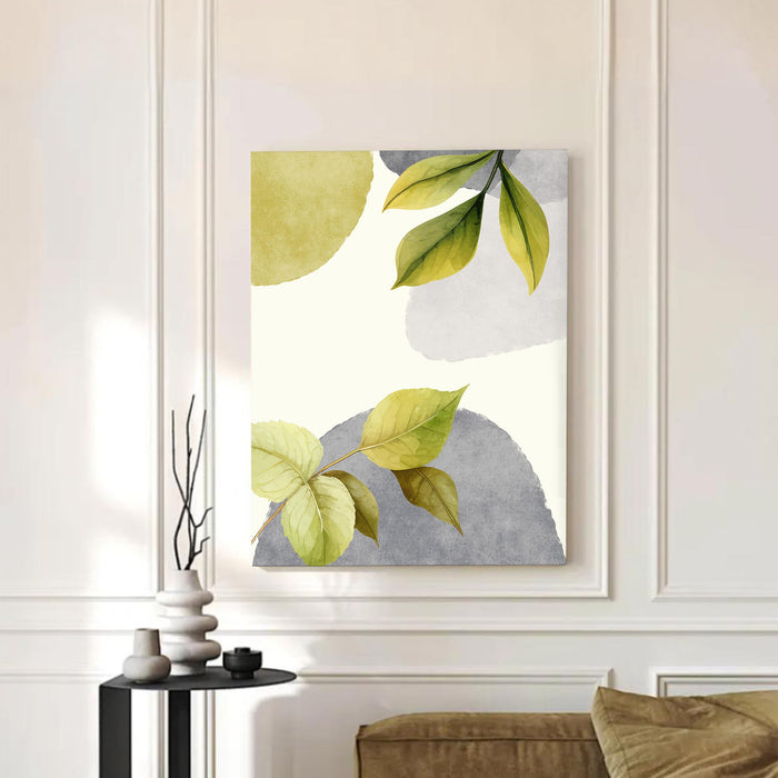 Abstract Botanical Leaves Stretched Canvas Wall Art Modern Boho Illustration Painting for Home & Office Wall Decor, (16x22 Inch)