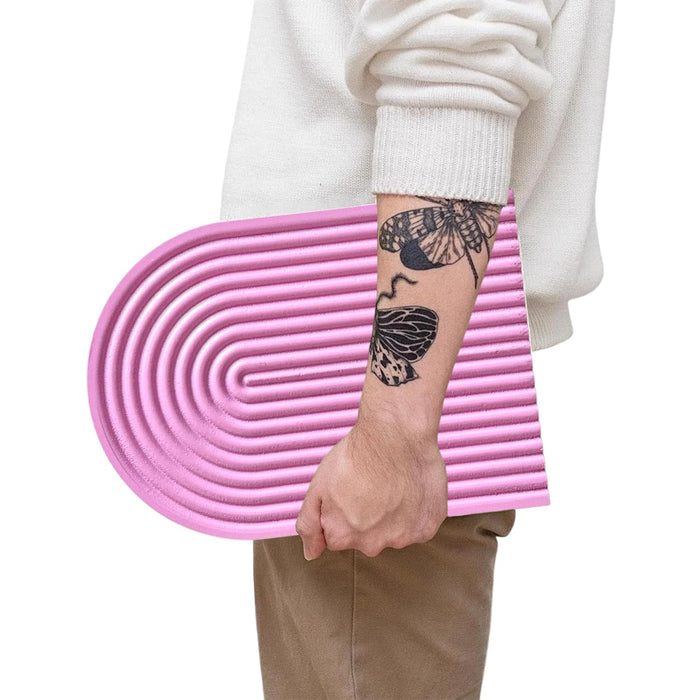 Boho Wall Hanging - Blue Ribbed Textured Blue Arched Wooden Décor, Boho, Wooden Wall Hanging – 22x31 cm