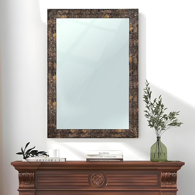 Decorative Wall Mirror/makeup mirror/Looking Glass Copper Color Flat Small  Size Inner Size 10 x 12 inch, Outer Size 12 x 14 inch