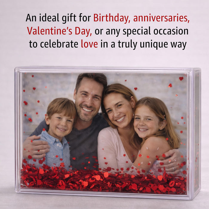 Art Street Red Glitter Magnetic Photo Frame, Liquid Filled Photo Holder, Dynamic Shaking Glitter Photos Magnet, Unique Valentine’s Day Gift, Acrylic Fridge Magnet Frame, 2.3x3.7 Inch