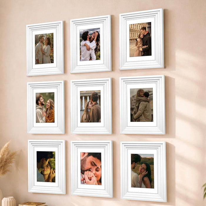 Wooden Cave Design Photo Frame Set of 9 | Black Picture Frames for Photos, Artwork & Certificates | Wall Décor for Living Room & Home (11x14 Inch)