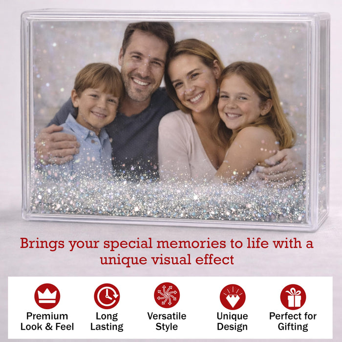 Art Street Silver Glitter Magnetic Photo Frame, Liquid Filled Photo Holder, Dynamic Shaking Glitter Photos Magnet, Unique Valentine’s Day Gift, Acrylic Fridge Magnet Frame, 2.3x3.7 Inch