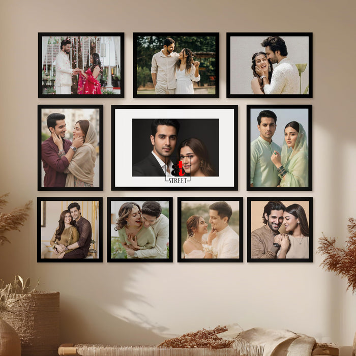 Art Street Photo Frame Set of 10 Black Wall Decor Collage Display Hanging Family Picture Frames Gallery Collection Decor Items Wall Mount Frames Birthday Anniversary Gift, 8x8, 8x12 and 12x16 In