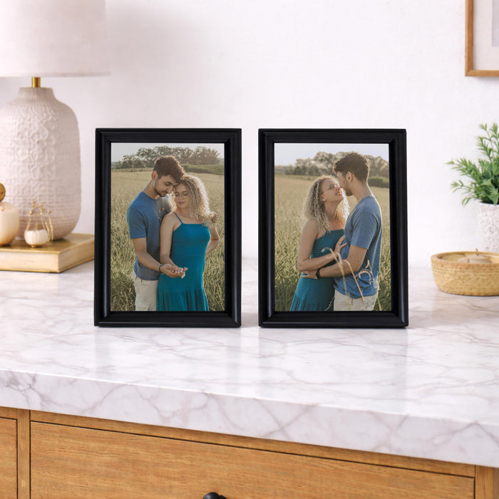 Art Street Picture Table Photo Frame Set of 2 for Bedroom, Tabletop Frames with Stand, Modern Farmhouse Photo Frames for Couples, Weddings, Home Decor, Portrait or Landscape Display (Black, 4x6 Inch)
