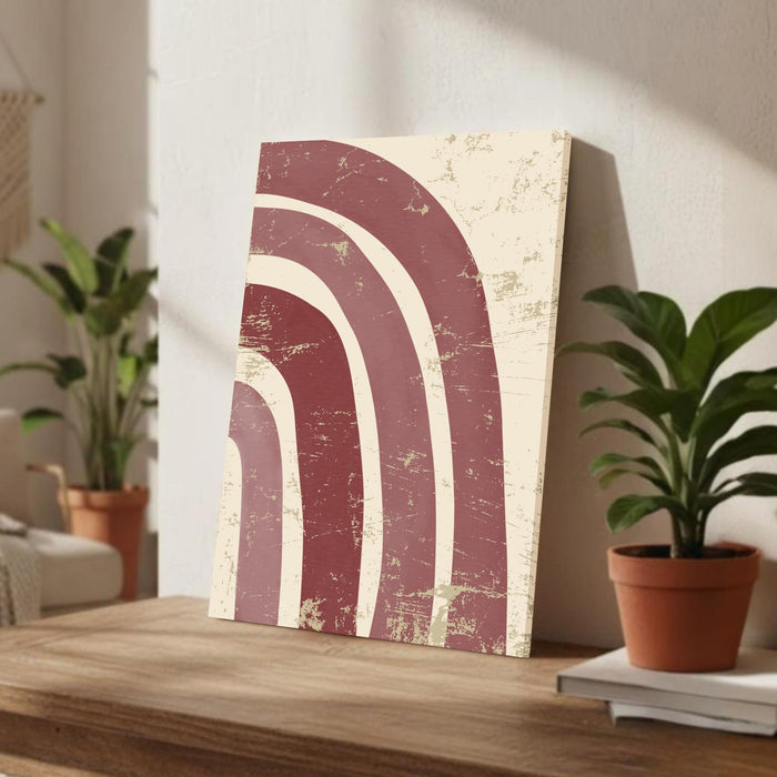 Abstract Marron Rainbow Stretched Canvas Wall Art Modern Boho Illustration Painting for Home & Office Wall Decor, (16x22 Inch)