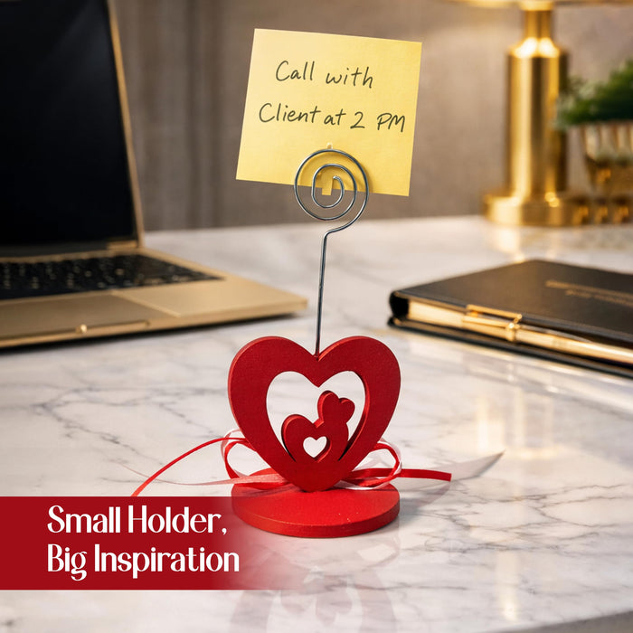 Romantic Heart Photo Clip Stand | Love Memo Holder with Metal Wire Clip | Valentine, Anniversary & Couple Gift Decoration for Table, Desk & Room Décor