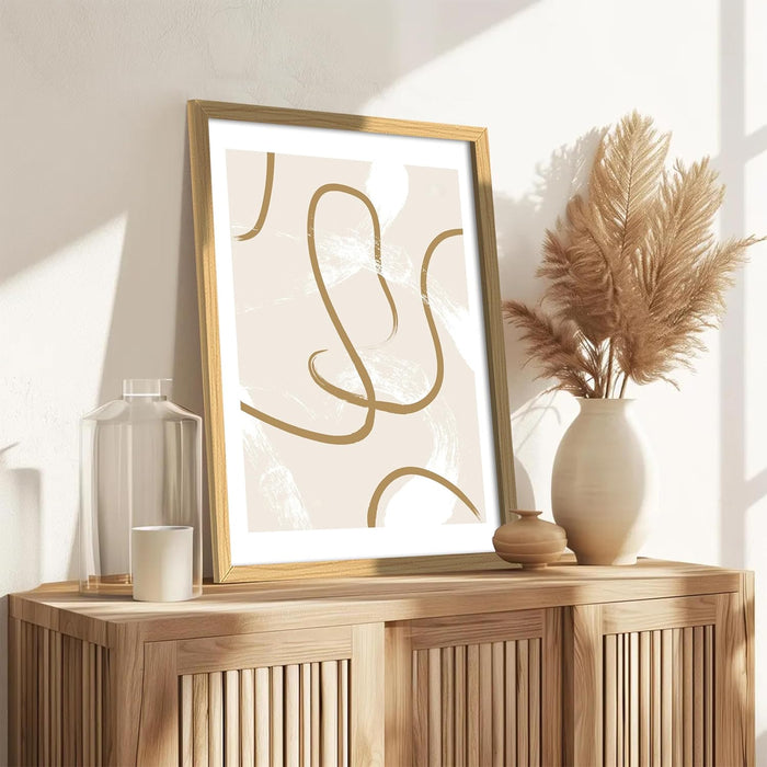 Boho Line Minimalist Wall Painting, Bohemian Large Wall Art Painting (16.9x22.9 Inches)